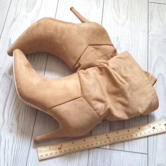 (20-3477) Coutgo Women's Mid Calf Slouchy Boots Suede High Heel Sz 6 - Picture 2 of 9